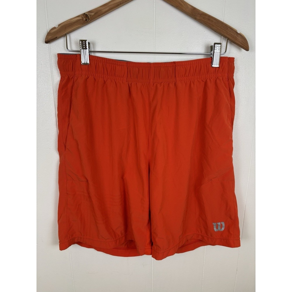 Wilson Orange 100% Nylon‎ Shorts Drawstring Waist Men's Size Medium Logo